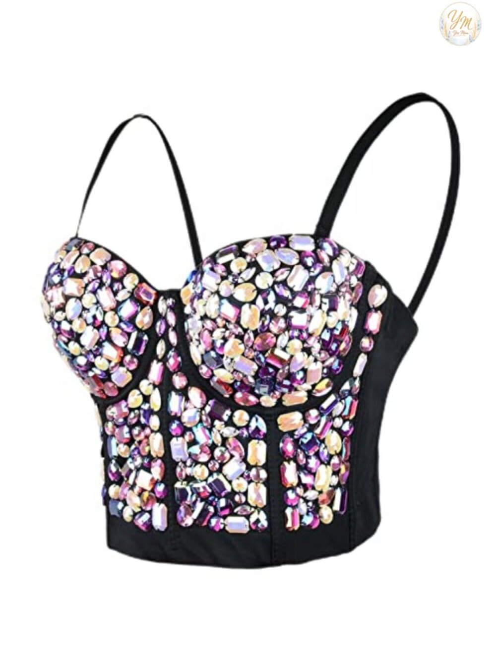 Rhinestone Bustier Crop Top Club Party Glitter Corset Bra
